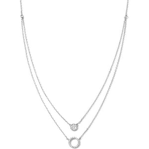 Round Pave Double Appeal Necklace - Silver