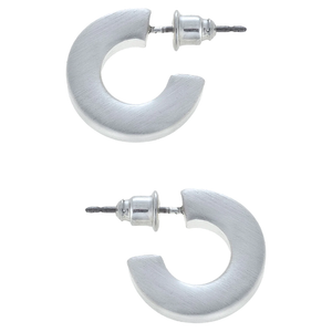 Emmy Small Flat Hoop Earrings in Satin Silver