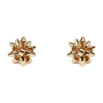 Small Metallic Present Bow Stud Earring - Gold