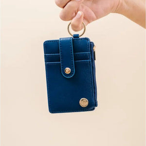 Solid Keychain Card Wallet - Navy Blue