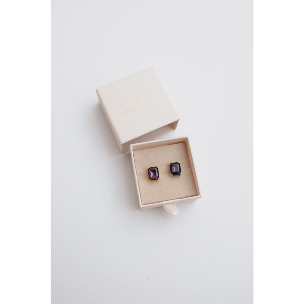 Everlyn Boxed Post Earrings - Amethyst