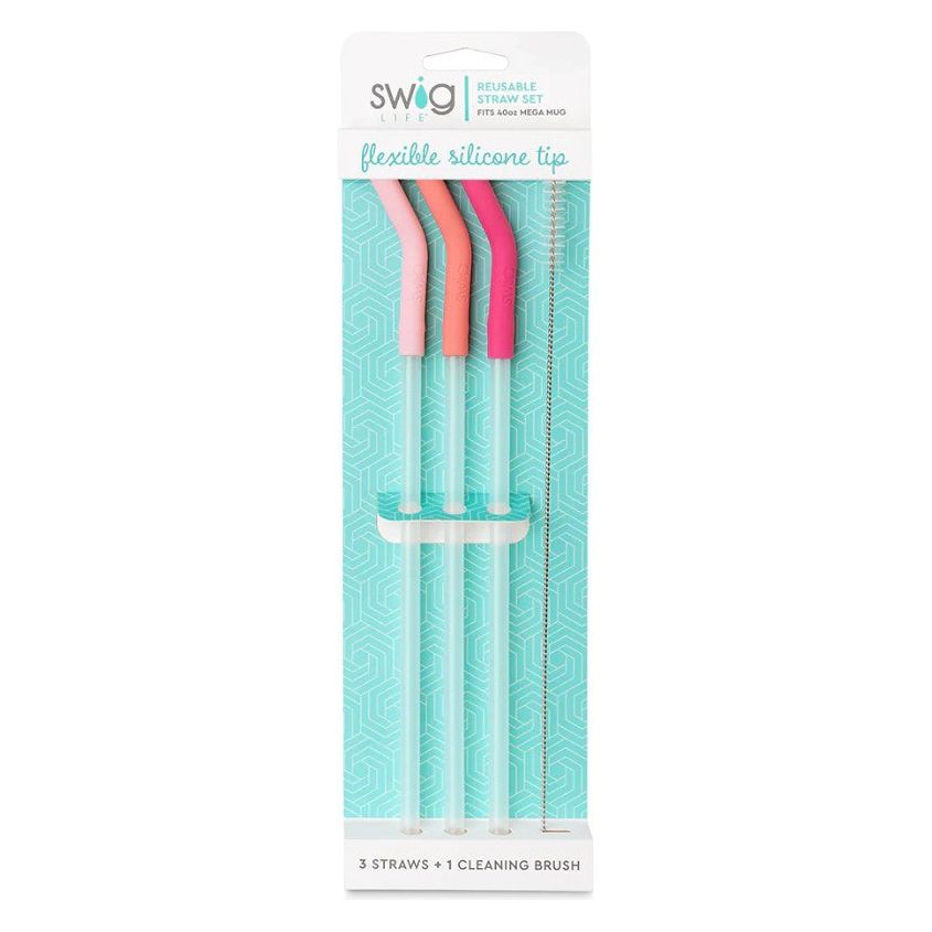 Swig Reusable Straw Set -Blush/Coral/Pink (40 oz Mega Mug)