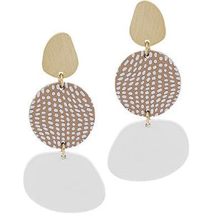Color Coated 3 Geometric Earrings - White