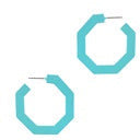 Geometric Coated Hoop Earrings - Turquoise