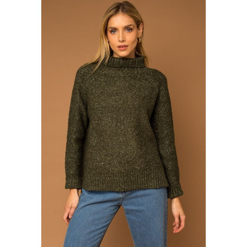Maya Long Sleeve Turtle Neck Sweater - Olive
