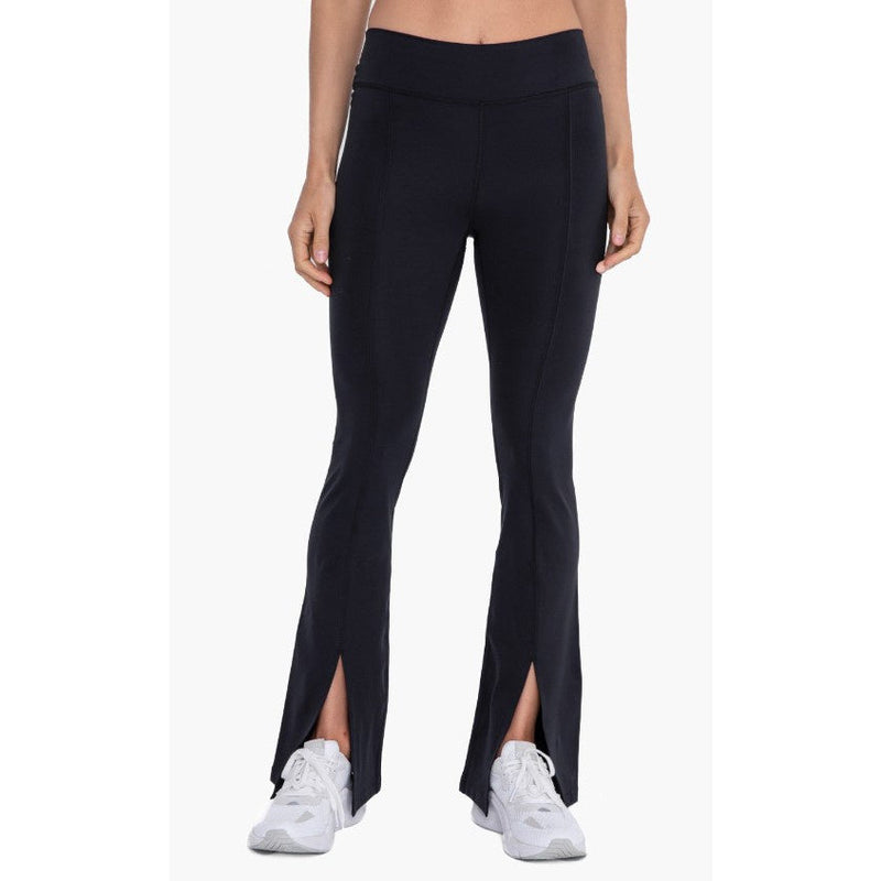 Lydia Mid-Rise Leggings with Front Slit - Black