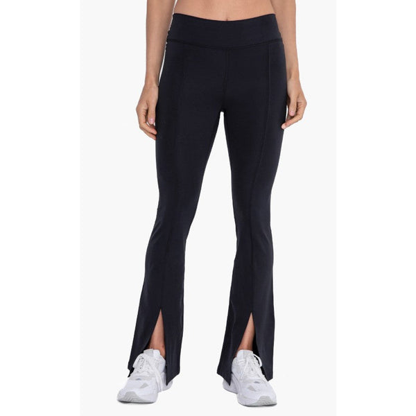 Lydia Mid-Rise Leggings with Front Slit - Black - FINAL SALE