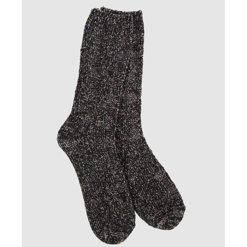 Weekend Ragg Cable Crew Sock - Black Confetti