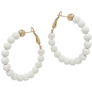 6mm Clay Ball Hoop Earring - White