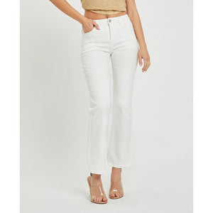 Delaney Mid-Rise Ankle Bootcut Pant - White - FINAL SALE