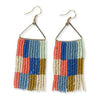 INK+ALLOY Whitney Checkered Beaded Fringe Earrings - Coastal