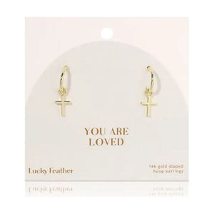 Faith - You Are Loved Cross Earrings - Gold