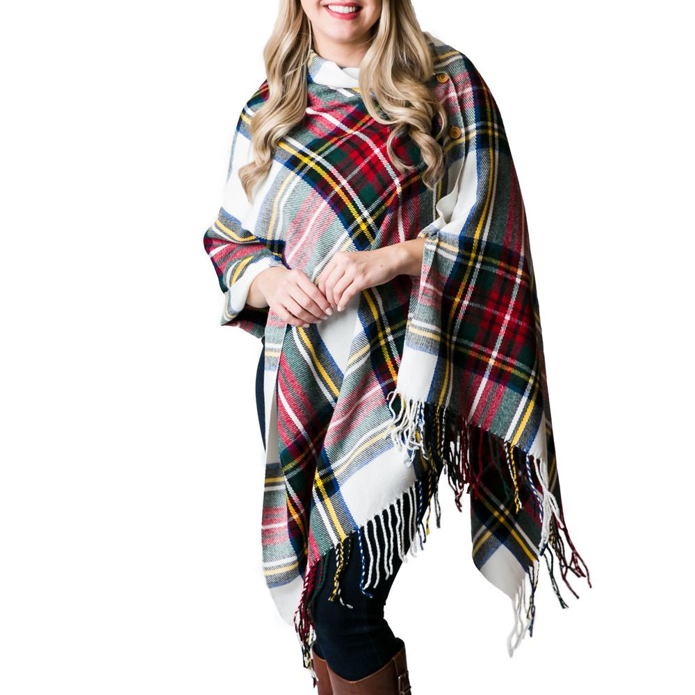 3-in-1 Plaid Wrap - White Multi Plaid